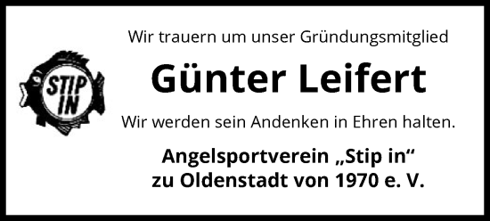 Traueranzeige von Günter Leifert von UEL