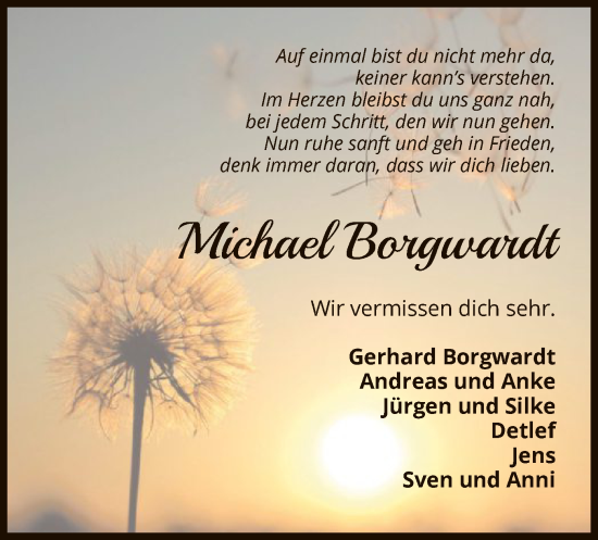 Traueranzeige von Michael Borgwardt von UEL