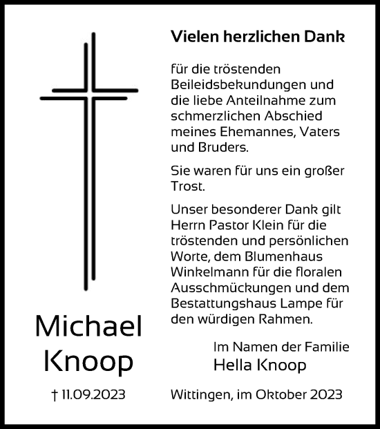 Traueranzeige von Michael Knoop von UEL