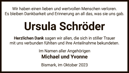 Traueranzeige von Ursula Schröder von UEL