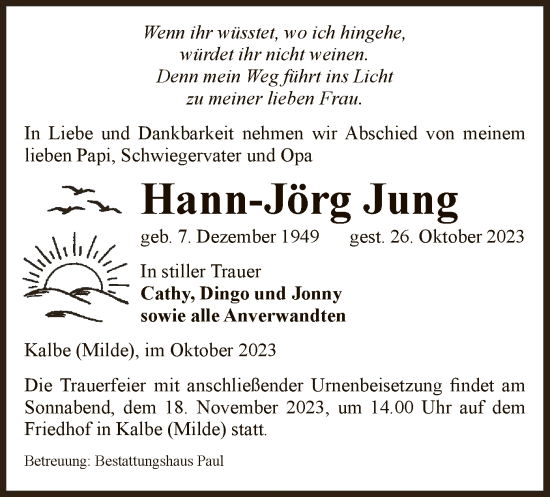 Traueranzeige von Hann-Jörg Jung von UEL