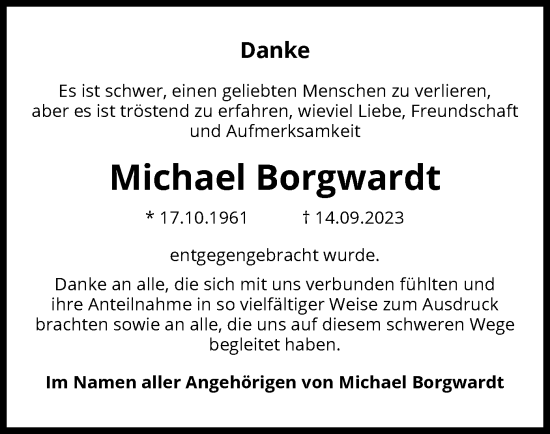 Traueranzeige von Michael Borgwardt von UEL