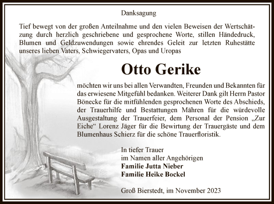 Traueranzeige von Otto Gerike von UEL