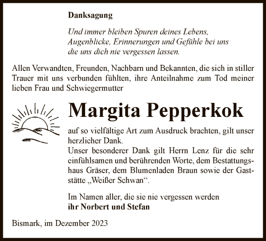 Traueranzeige von Margita Pepperkok von UEL