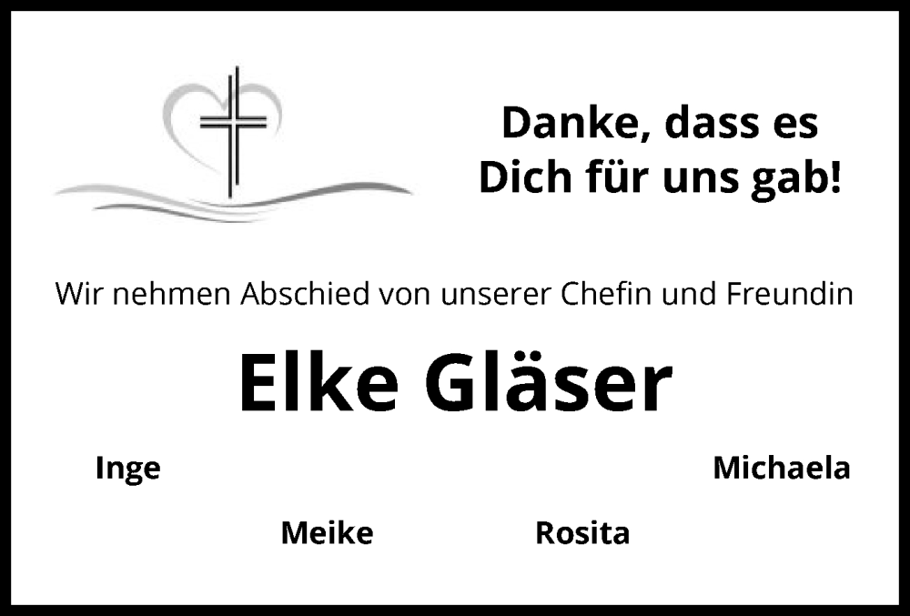  Traueranzeige für Elke Gläser vom 11.02.2023 aus UEL