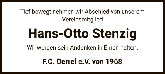 Traueranzeige von Hans-Otto Stenzig von UEL