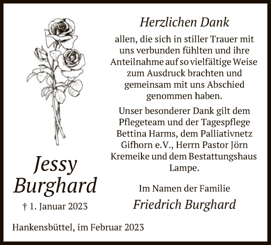 Traueranzeige von Jessy Burghard von UEL