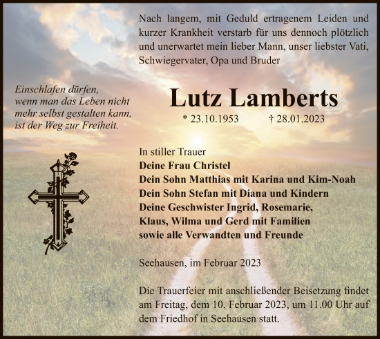 Traueranzeige von Lutz Lamberts von UEL