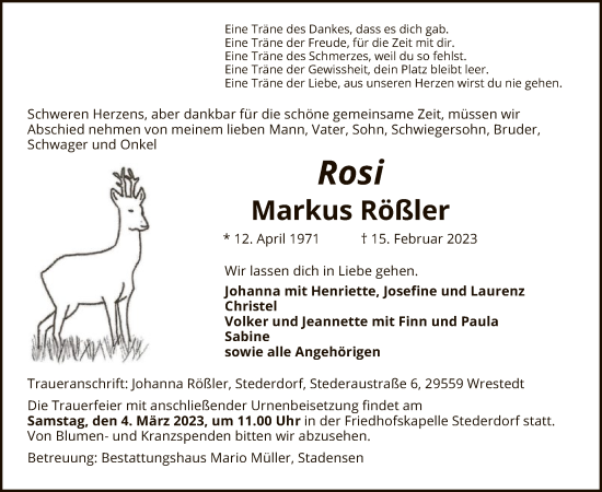 Traueranzeige von Markus Rößler von UEL