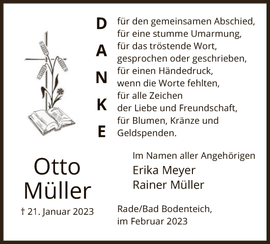 Traueranzeige von Otto Müller von UEL