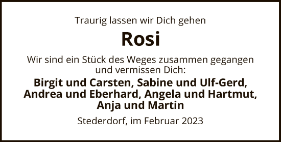 Traueranzeige von Rosi  von UEL