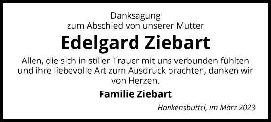 Traueranzeige von Edelgard Ziebart von UEL