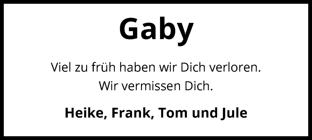  Traueranzeige für Gaby  vom 18.03.2023 aus UEL