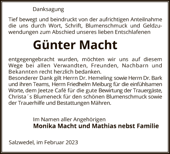 Traueranzeige von Günter Macht von UEL