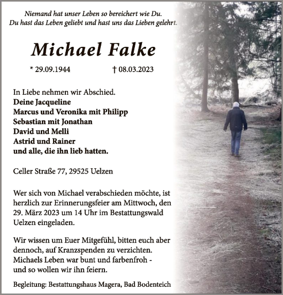 Traueranzeige von Michael Falke von UEL