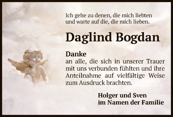 Traueranzeige von Daglind Bogdan von UEL