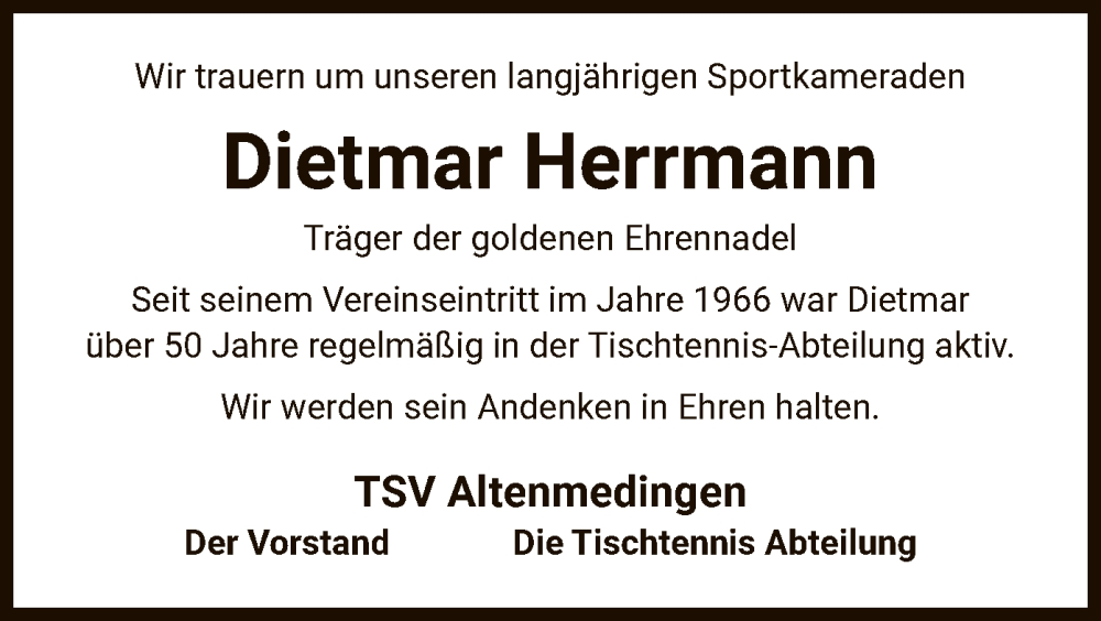  Traueranzeige für Dietmar Herrmann vom 24.05.2023 aus UEL