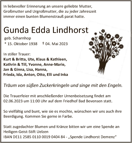 Traueranzeige von Gunda Edda Lindhorst von UEL