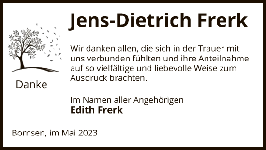 Traueranzeige von Jens-Dietrich Frerk von UEL