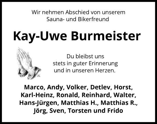 Traueranzeige von Kay-Uwe Burmeister von UEL