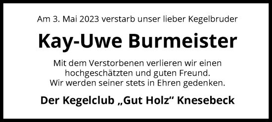 Traueranzeige von Kay-Uwe Burmeister von UEL
