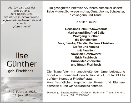 Traueranzeige von Ilse Günther von UEL