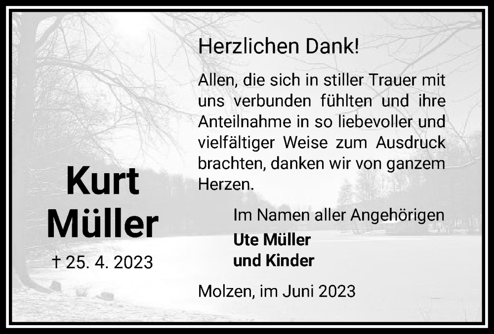  Traueranzeige für Kurt Müller vom 24.06.2023 aus UEL