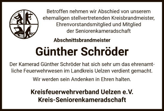 Traueranzeige von Günther Schröder von UEL