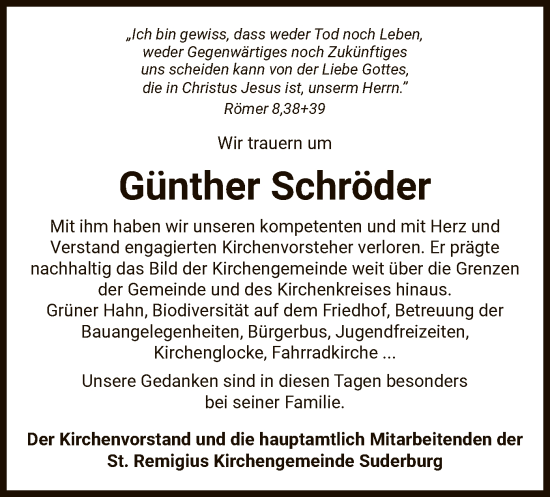 Traueranzeige von Günther Schröder von UEL