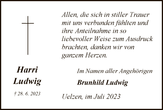Traueranzeige von Harri Ludwig von UEL