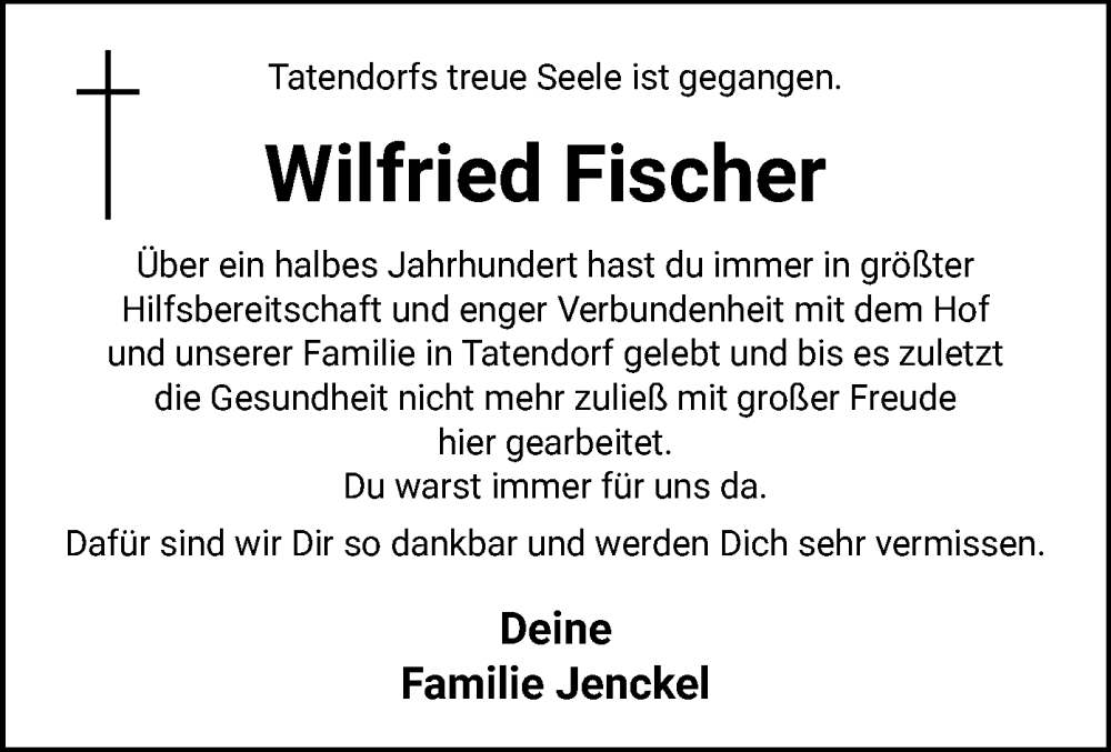  Traueranzeige für Wilfried Fischer vom 08.07.2023 aus UEL
