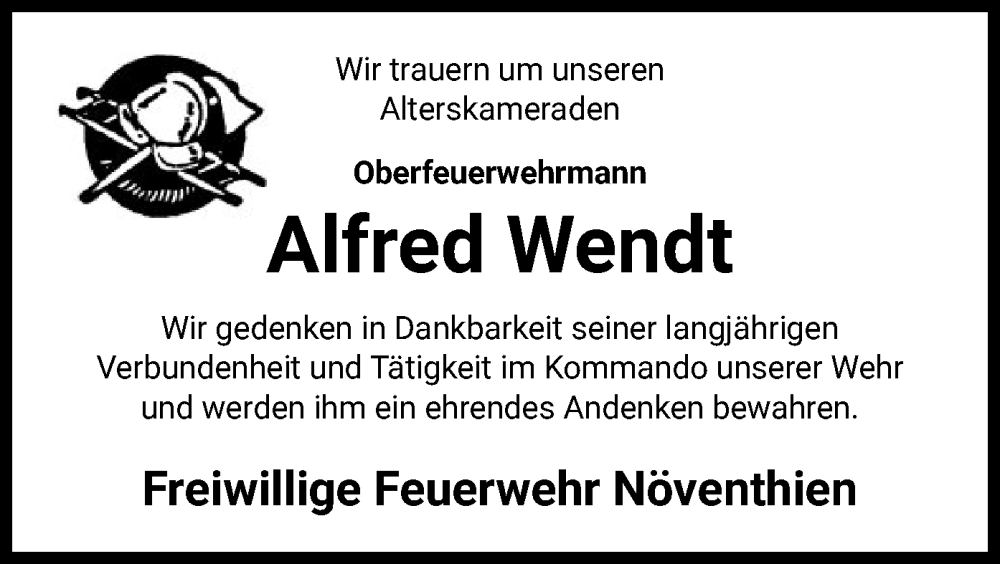  Traueranzeige für Alfred Wendt vom 19.08.2023 aus UEL