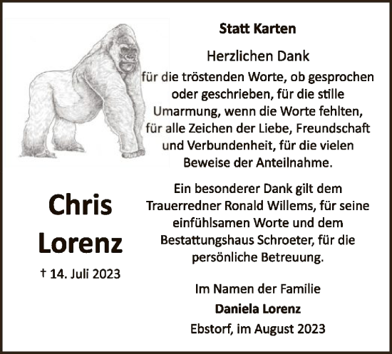 Traueranzeige von Chris Lorenz von UEL