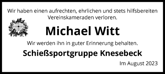 Traueranzeige von Michael Witt von UEL