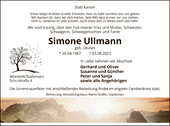 Traueranzeige von Simone Ullmann von UEL