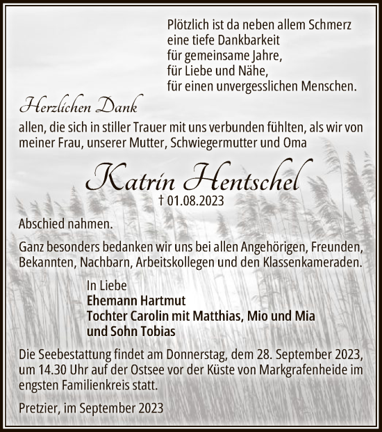 Traueranzeige von Katrin Hentschel von UEL