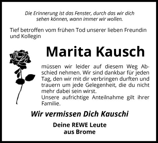 Traueranzeige von Marita Kausch von UEL