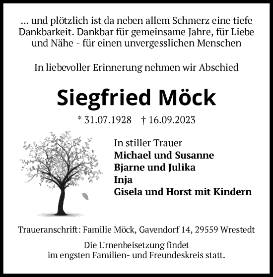 Traueranzeige von Siegfried Möck von UEL