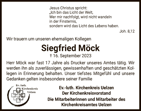 Traueranzeige von Siegfried Möck von UEL