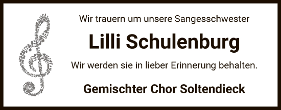 Traueranzeige von Lilli Schulenburg von UEL
