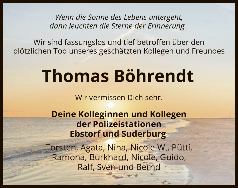  Traueranzeige für Thomas Böhrendt vom 06.01.2024 aus UEL