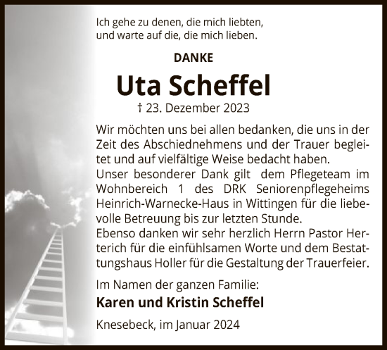 Traueranzeige von Uta Scheffel von UEL