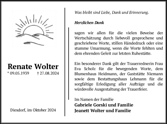 Traueranzeige von Renate Wolter von UEL