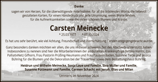 Traueranzeige von Carsten Meinecke von UEL