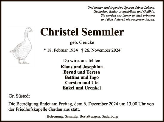 Traueranzeige von Christel Semmler von UEL