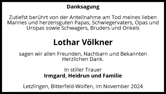 Traueranzeige von Lothar Völkner von UEL