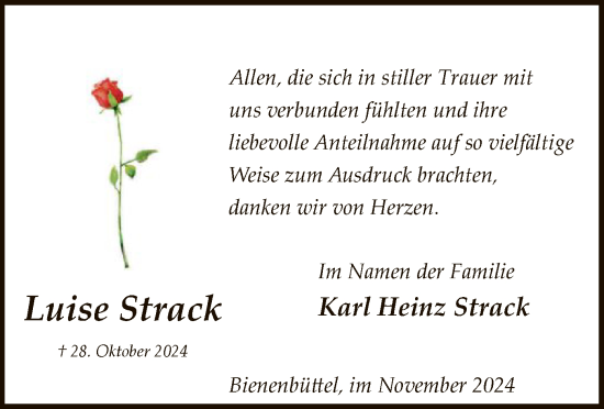 Traueranzeige von Luise Strack von UEL