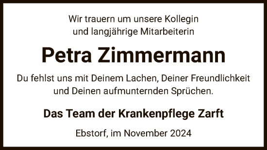 Traueranzeige von Petra Zimmermann von UEL