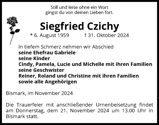 Traueranzeige von Siegfried Czichy von UEL