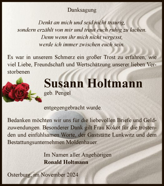 Traueranzeige von Susann Holtmann von UEL